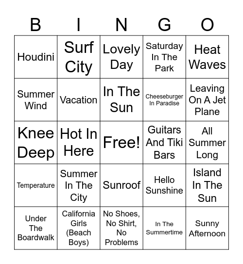 Suns Out Buns Out Bingo Card