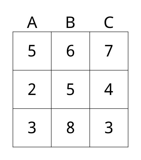 以起玩ＢＩＮＧＯ！ Bingo Card