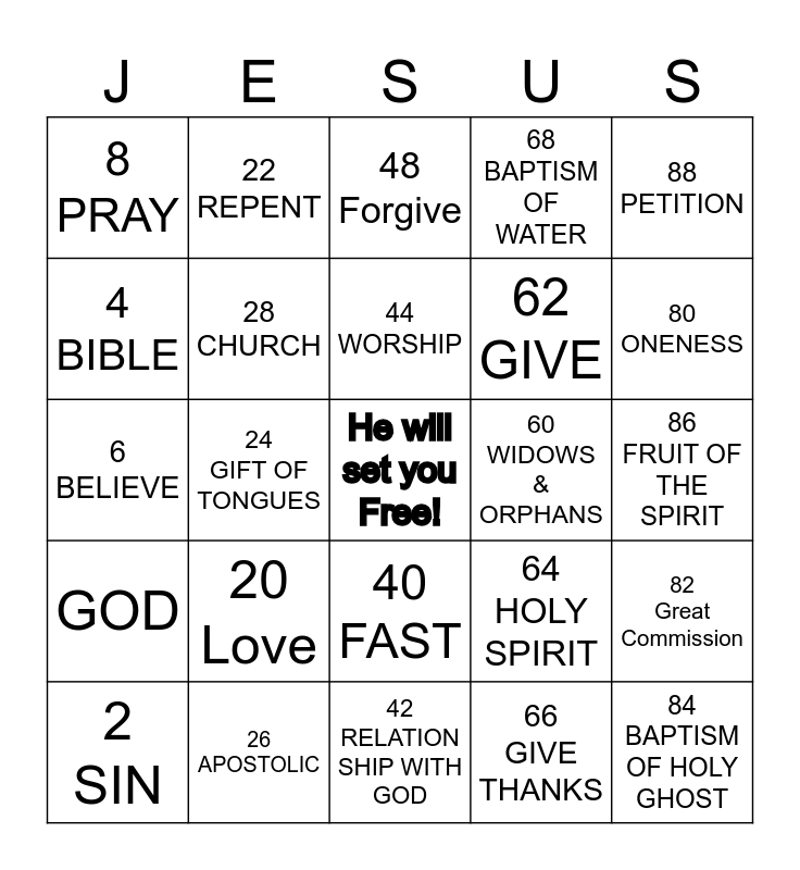 YOUR SALVATION Bingo Card