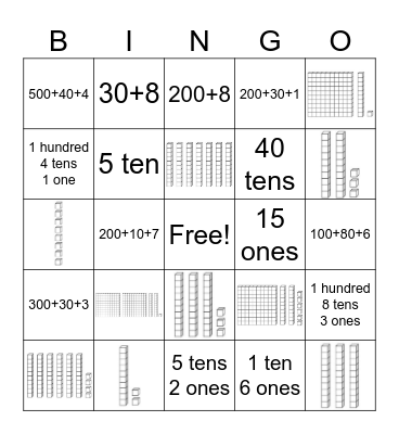 2nd grade Place Value Bingo! Bingo Card