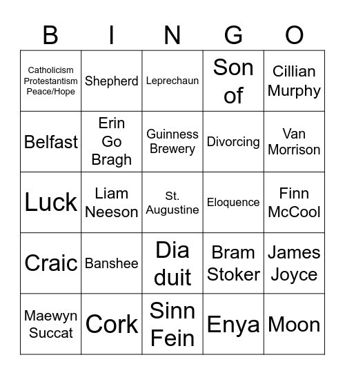 St. Patrick’s Day Bingo Card
