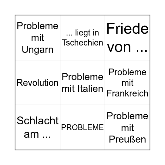 Österreichische Geschichte II Bingo Card