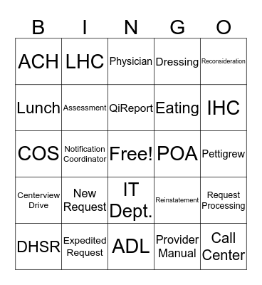 Liberty Healthcare of NC Bingo Card