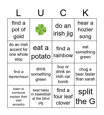 St Patty’s Day!! Bingo Card