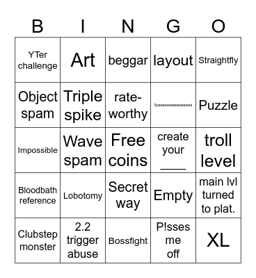 GD recent tab bingo Card