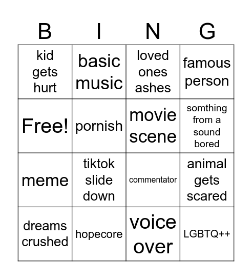try not to laugh Bingo Card