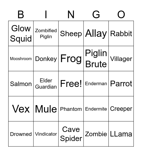 Over Acheivers Bingo Card