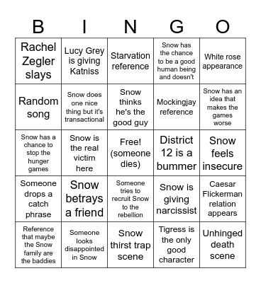 Ballad of Snakes and Songbirds Bingo Card