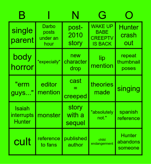CREEPCAST BIGNO v2 Bingo Card