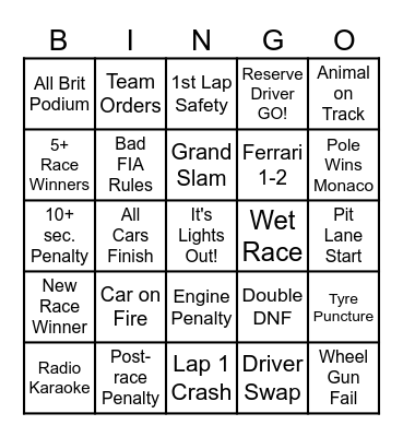 Spreadsheet Bingo Card