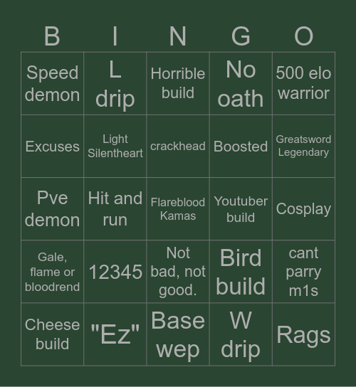 Chime of Conflict Bingo Card