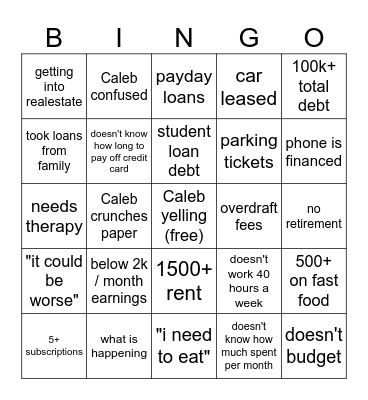 Financial Audit Bingo Card