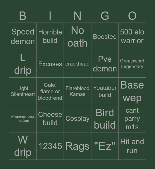 Chime of Conflict Bingo Card