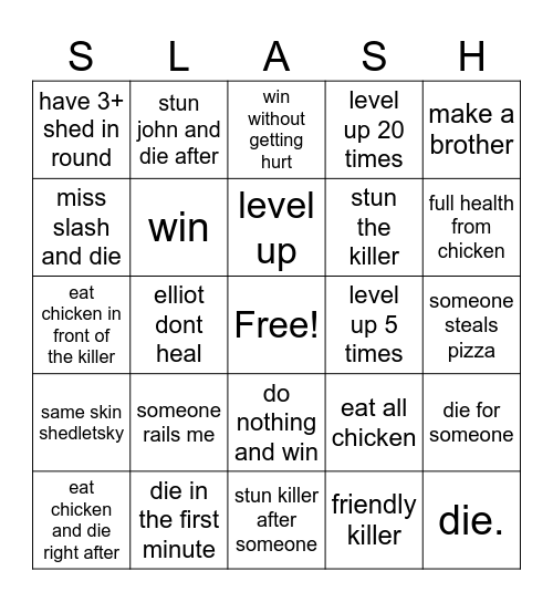 SHADLETSKY BINGO!!!! Bingo Card