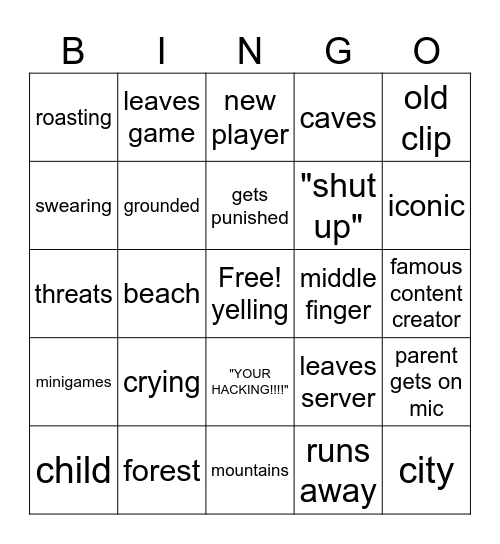 gorilla tag rage "i had to restart it" Bingo Card