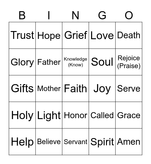 Sermon Bingo Card