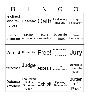 Cookie Court Bingo Card