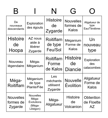 Légendes Pokémon : Z-A Bingo Card