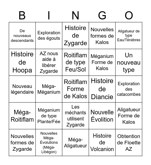 Légendes Pokémon : Z-A Bingo Card