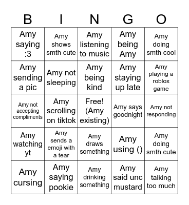 amy bingo Card