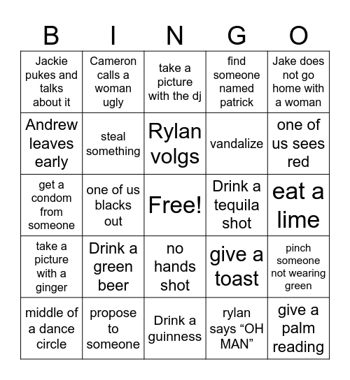 St Patty’s! Bingo Card