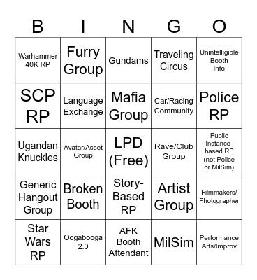 PJKT Booth Bingo Card