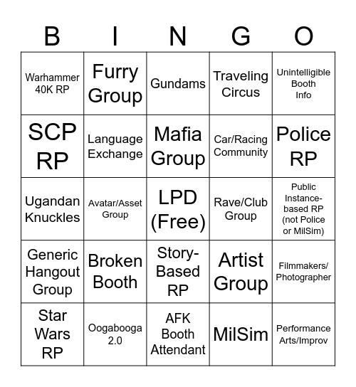 PJKT Booth Bingo Card