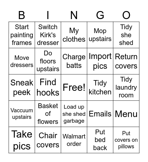 Sat/Sun/Mon Bingo Card