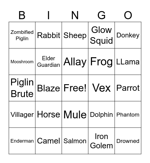 MOB BINGO Card