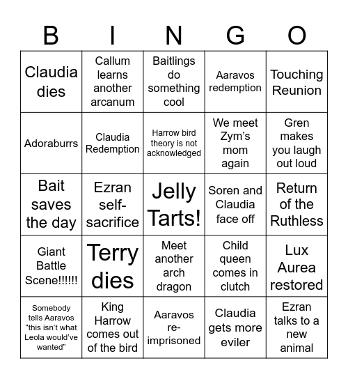 TDP BINGO!! Bingo Card