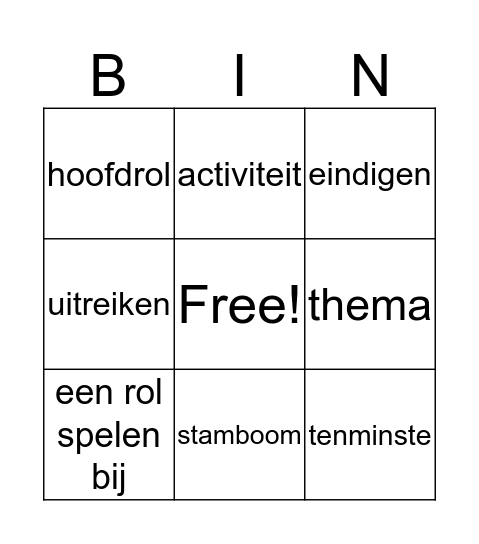 Woordenschat week 40 Bingo Card