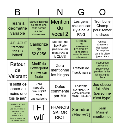 BINGO DE LA ZLAN 2025 Bingo Card