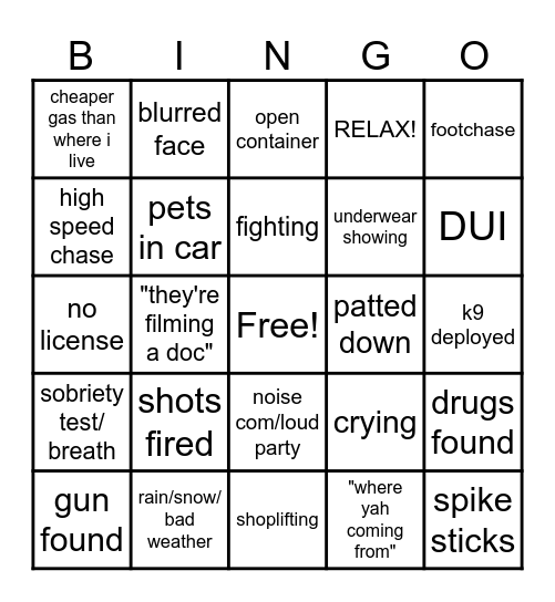 op live Bingo Card