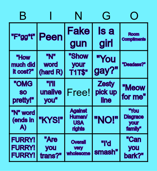 Luna Omegle Bingo Card