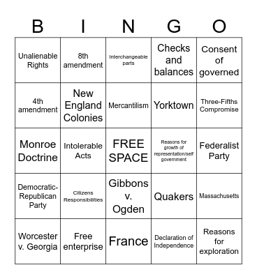 SS: STAAR Interim Review Bingo Card