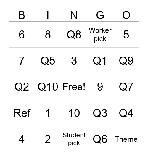 Roots YR 3 Bingo Card