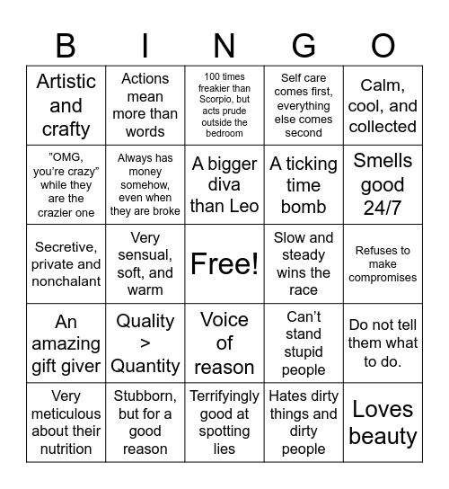 TAURUS BINGO Card