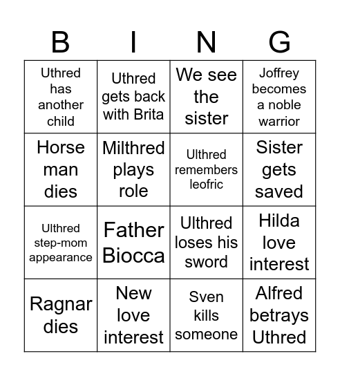 Season 2 TLK Bingo Card