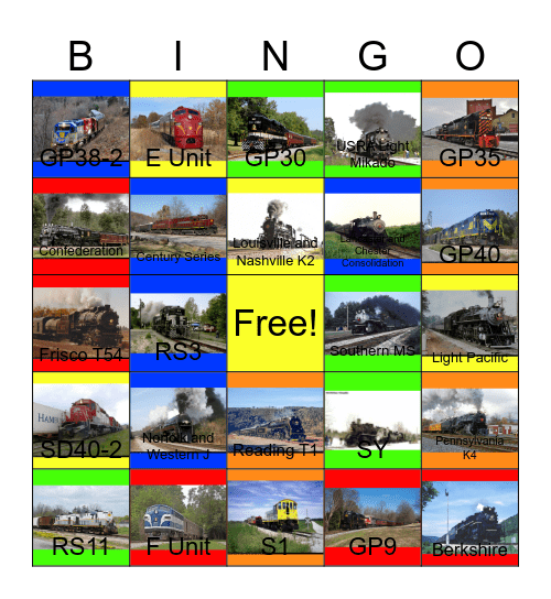 Norfolk Southern Heritage Units:Past to the Present Bingo Card