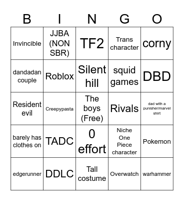 Comic con cosplay bingo sunday Bingo Card
