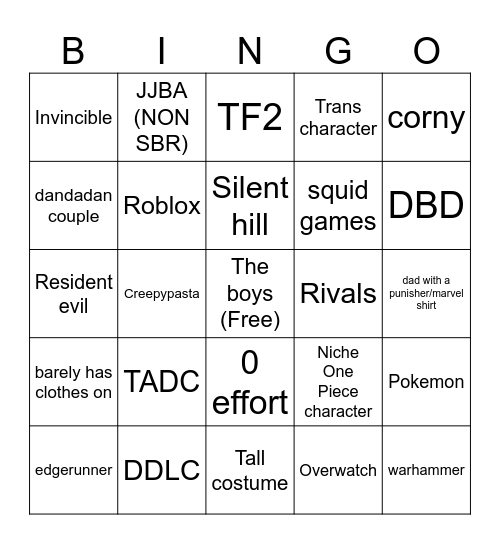 Comic con cosplay bingo sunday Bingo Card