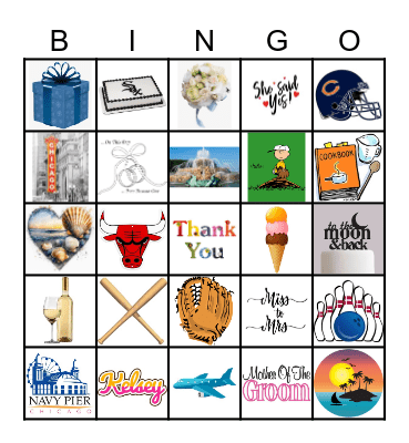 Kelsey's Bridal Shower Bingo Card