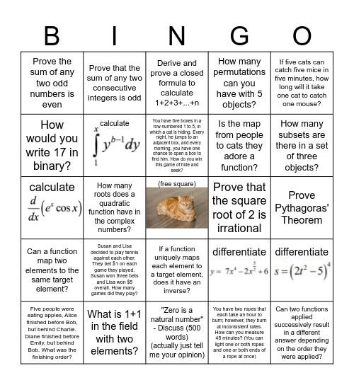Graduation Bingo Card