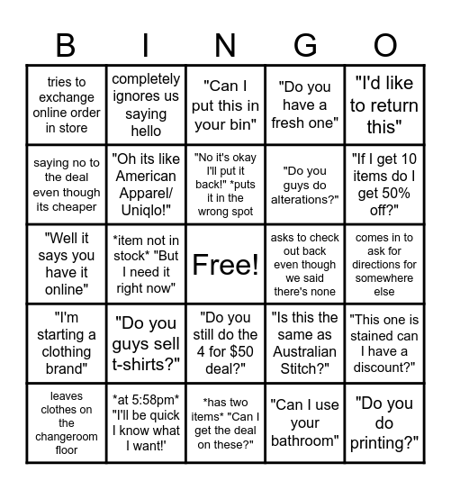 ASCOLOUR CUSTOMER BINGO Card