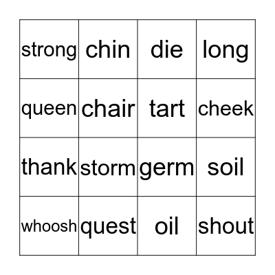 Jolly Phonics Bingo Card