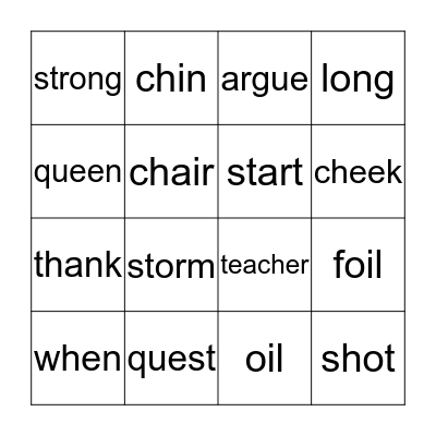 Jolly Phonics Bingo Card