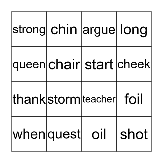 Jolly Phonics Bingo Card