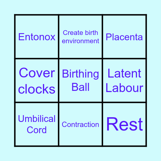 Water Birth Bingo! Bingo Card