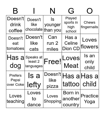 Alice Deal Math Department Secrets Bingo Card