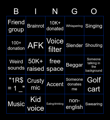 pls donate bingo Card